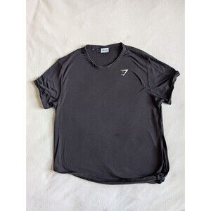 Gymshark Essential Tee Asymmetrical Split Side Knot Tie Black Size Large T-Shirt